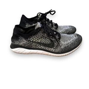 Nike Women's Free RN Flyknit 2018 White Black‎ Mesh Sneakers Sz 9